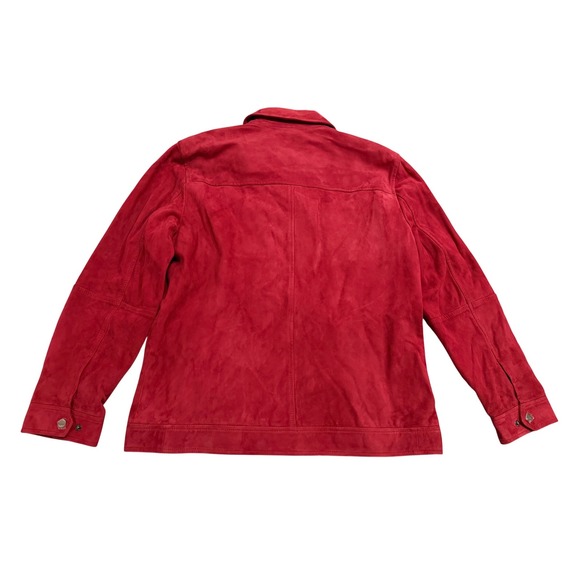 Paul Fredrick Suede Leather Jacket Mens L Red New Zip Front Harrington jacket - Picture 2 of 16